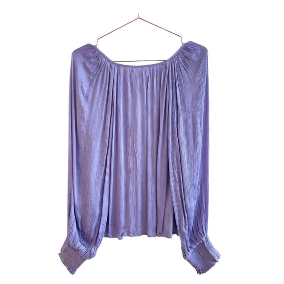 NWT Velvet by Graham & Spencer Helen Crinkle Purple Lilac Blouse Multiple Sizes - Picture 2 of 5